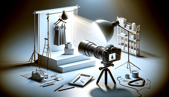 Illustration of product photography setup for a Shopify store